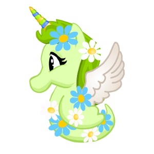 Green Flower Unicorn Seapony